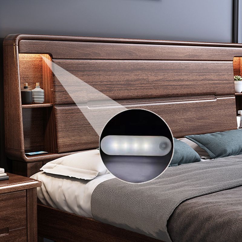 Scandinavian Solid Wood Storage with Headboard Rectangular Bed Frame