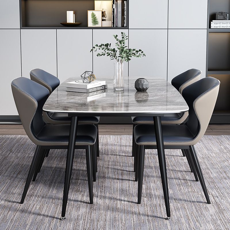 Modern Style Dining Room Set with Sintered Stone Dining Table and Upholstery Chairs