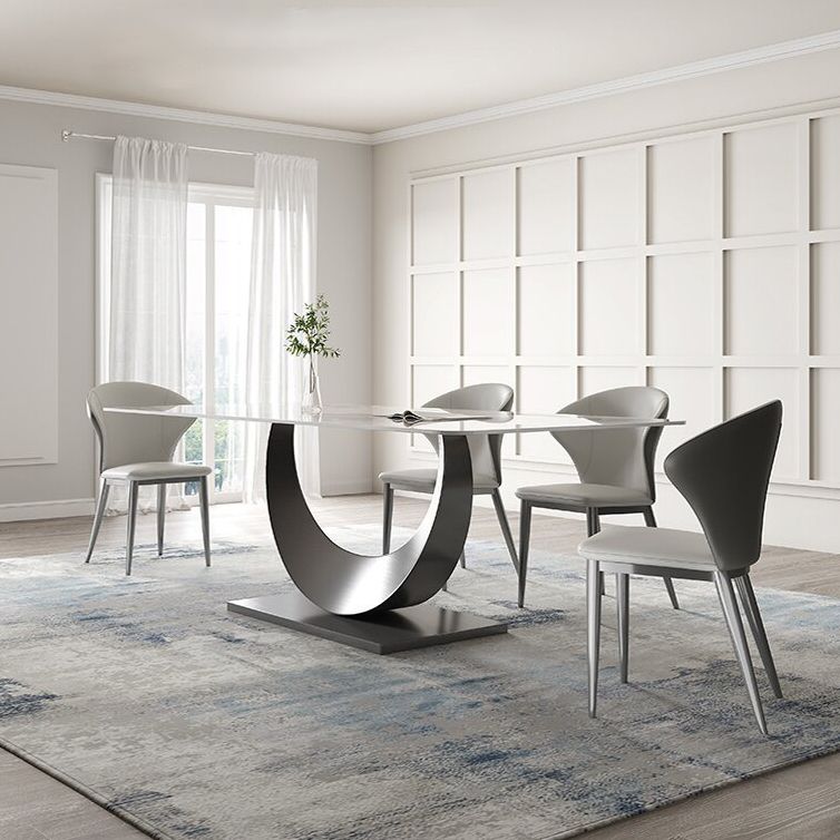 1/2/4/5/6/7/8 Pieces Dining Chair Set Sintered Stone Dining Room Set with Pedestal Base