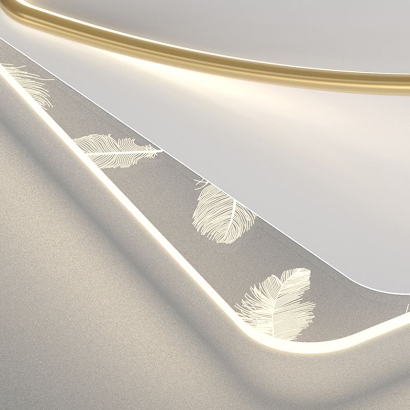 Minimalist Trendy Feather Ceiling Lamp Acrylic Bedroom LED Flush Mount Light Fixture