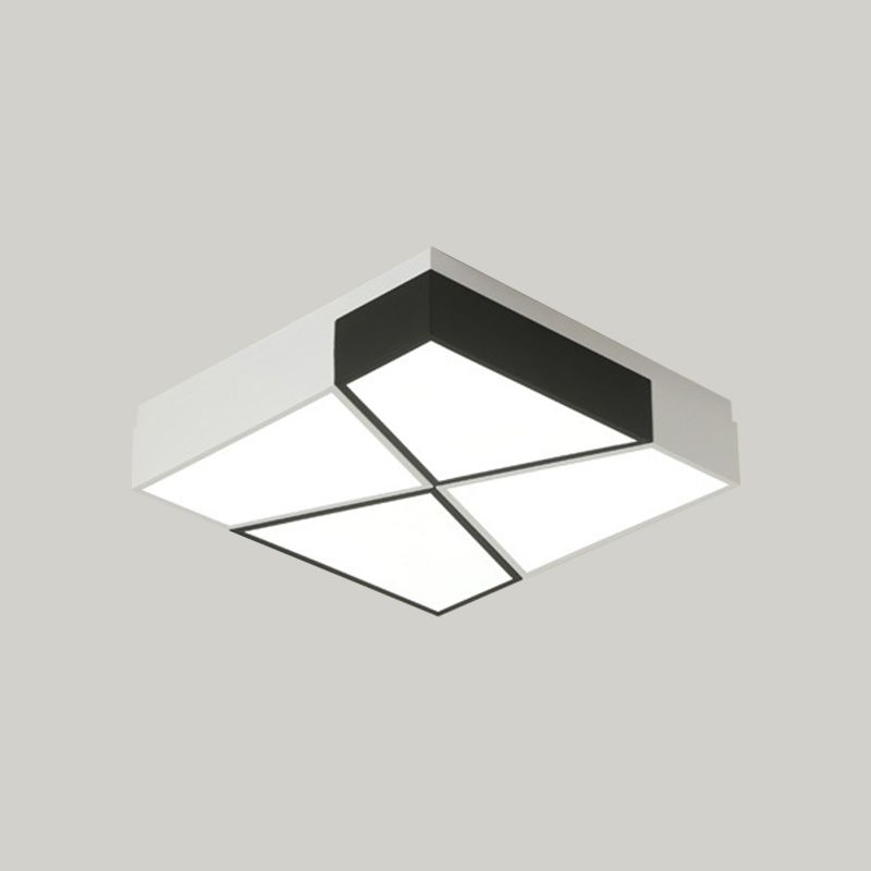 Acrylic Tangram LED Flush Mount Lamp Modern Black and White Square/Rectangle Ceiling Light in White/3 Color Light