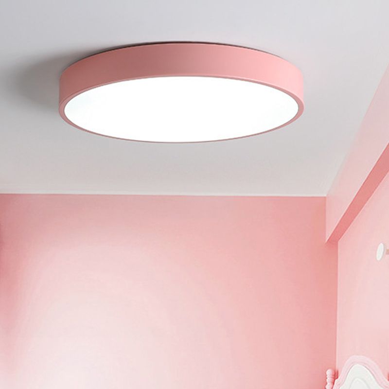 Round Shape Ceiling Lamp Modern Macaroon Iron 1 Light Flush Mount for Bedroom Balcony