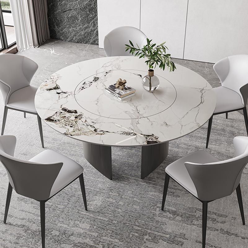 Round Dining Table Contemporary Dining Table with Stainless Steel Pedestal Base