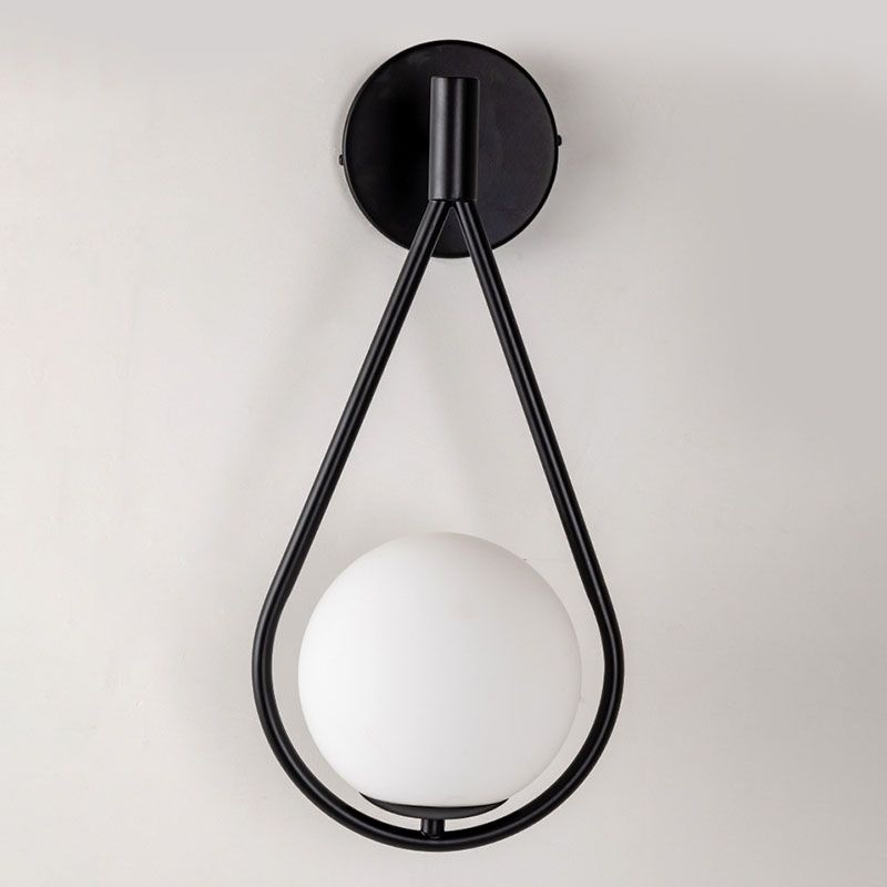 Globe Glass Wall Sconce in Modern Simplicity Wrought Iron Wall Lamp for Interior Spaces