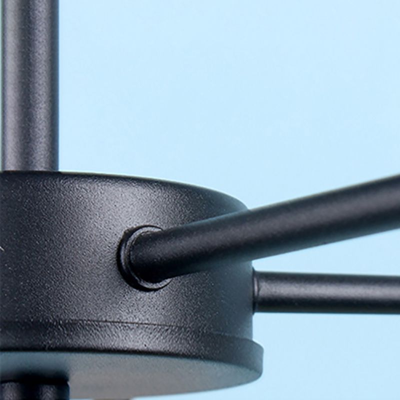 3/5-Light Ceiling Lamp Loft Industrial Open Bulb Metal Semi Flush Light in Wood for Bedroom