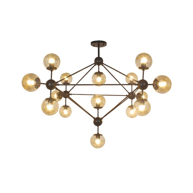 15-Light Modern Style Ceiling Light Linear Transparent Statement Chandelier