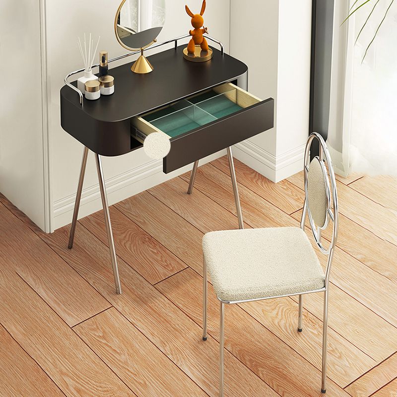 Wooden Contemporary Makeup Vanity Desk Table With Drawer in Black