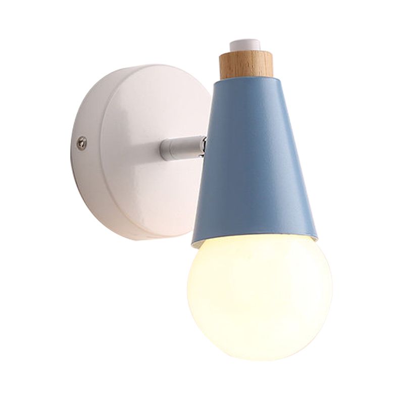 Bedside Hallway Sweet Cone Wall Light Metal One Light Nordic Style Rotatable Wall Lamp