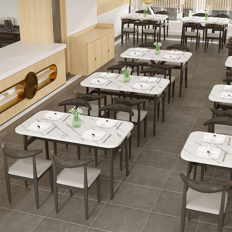 Contemporary White Rectangle Wooden Dining Table with 4 Foot