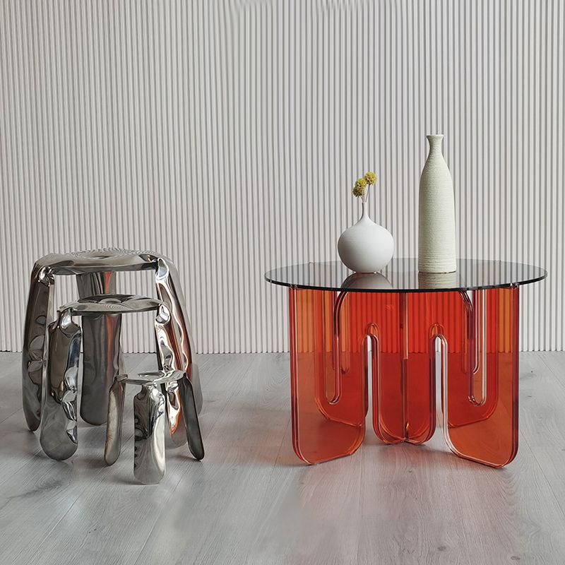 Acrylic Round Coffee Table Clear Cocktail Table for Living Room