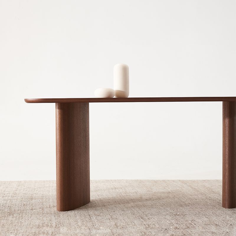 Medieval Modern Pine Wood Table Rectangular Wood Table with Double Pedestal