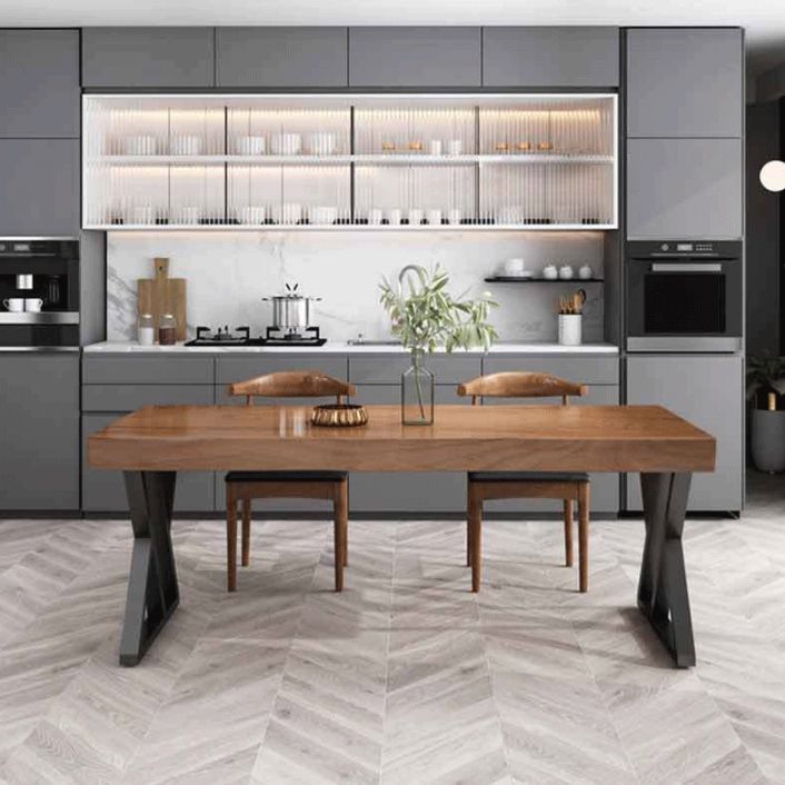 Industrial Solid Wood Dining Table Set 1/3/5 Pieces Dining Set for Home Use