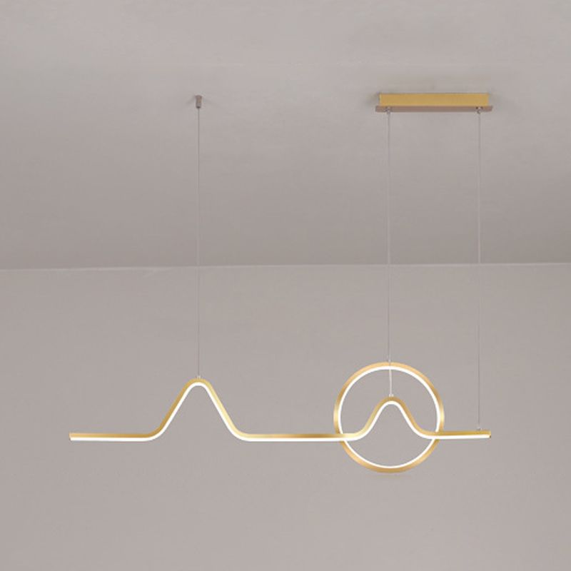 2-Light Modern Island Lighting Golden Metallic LED Ceiling Light for Bedroom