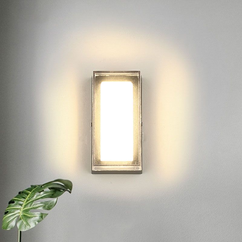Rectangle Outdoor LED Wall Mounted Light Metallic Simplicity Wall Sconce Lighting in Black