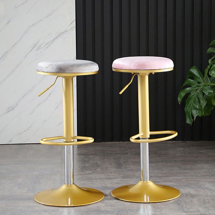Glam Matte Finish Velvet Counter Stool Adjustable Height Footrest Barstool
