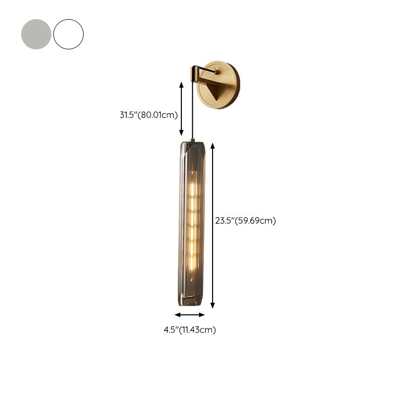 Nordic Style Wall Light Cylinder Shape Wall Lamp with Crystal Shade for Bedroom