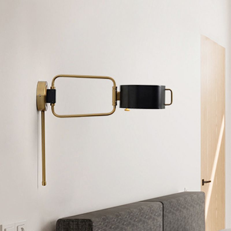 Drum Wall Sconce Lighting Contemporary Acrylic LED Black Finish Wall Light Fixture for Bedroom