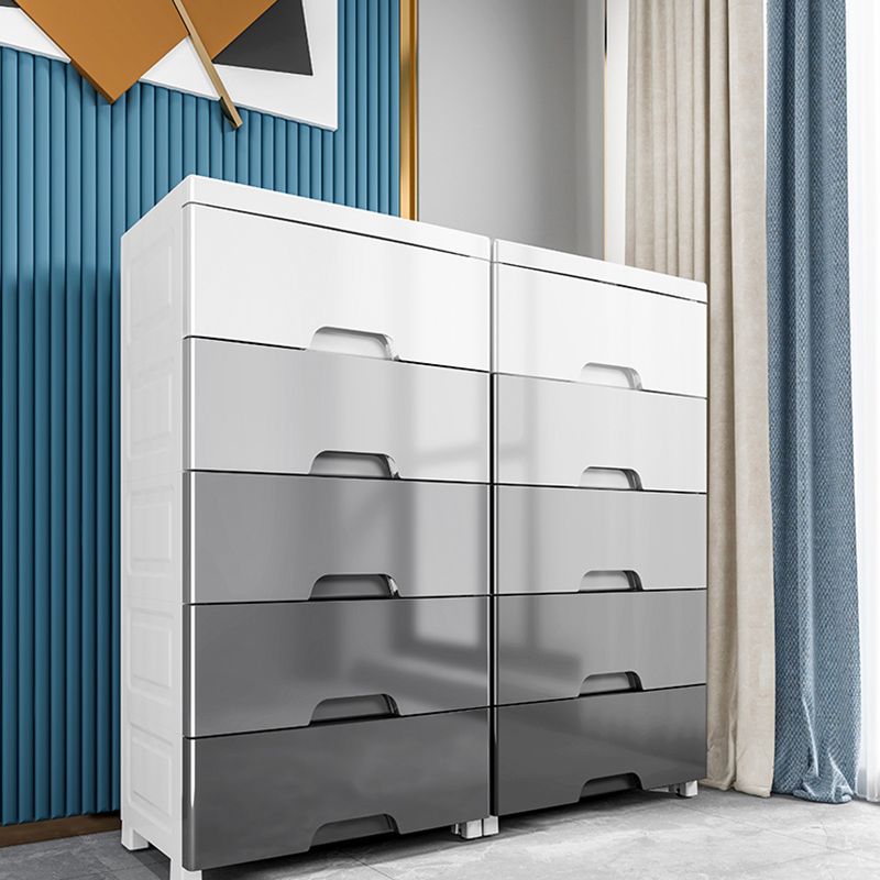 Contemporary Plastic Storage Cabinet for Bedroom Grey Cabinet with Drawers