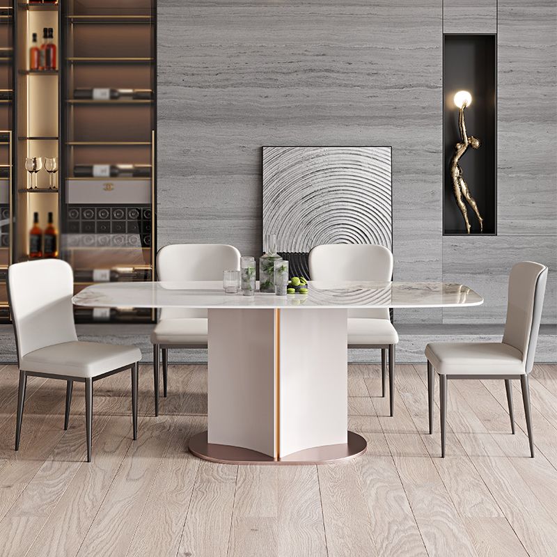 dern 1/2/3/5/7 Pieces Dining Set Sintered Stone Dining Table Set with Leather Chairs