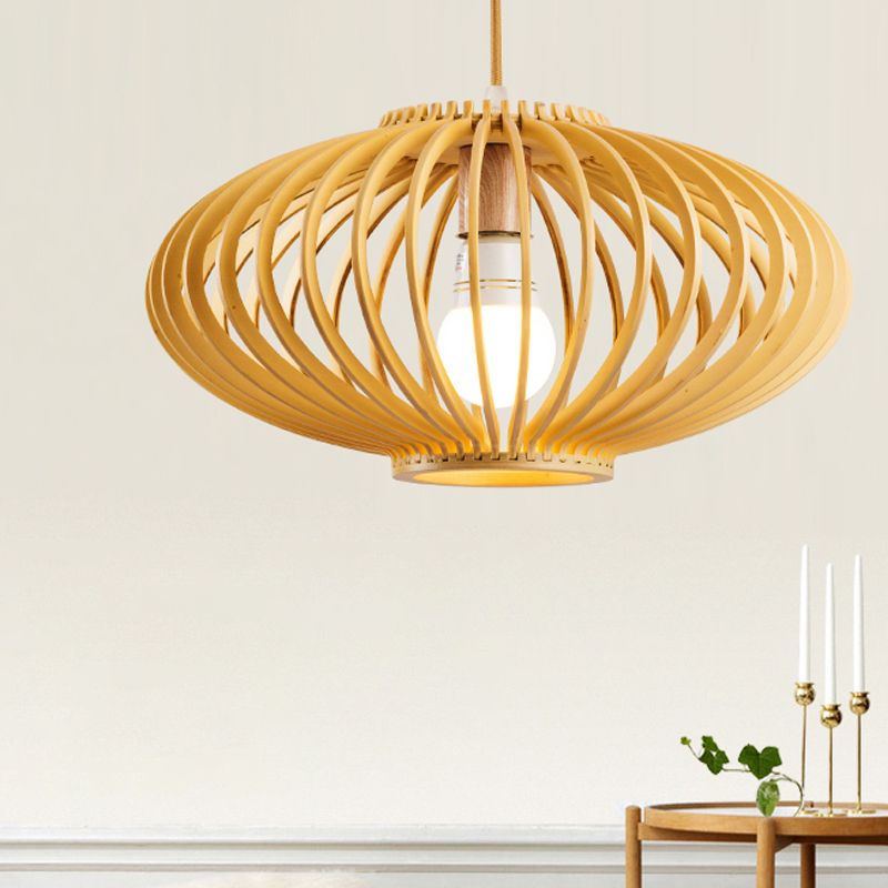 Lámpara colgante de láser negro/amarillo contemporáneo 1 cabezal de madera de techo de madera luz para restaurante