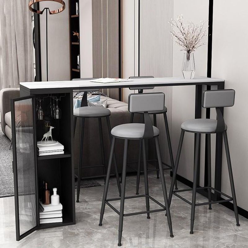 Industrial Sintered Stone 1/2/5 Pieces Bar Table Set Rectangle Bar Table with Metal Legs