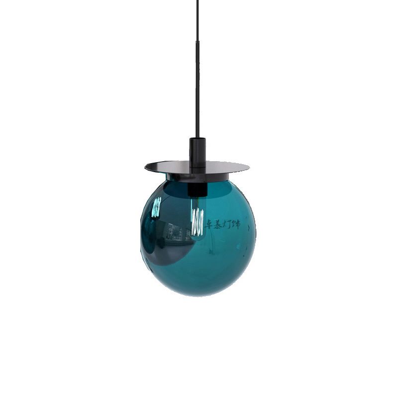 Globe comedor kit de lámpara colgante naranja/azul/vidrio transparente 1 cabeza de lámpara colgante moderna