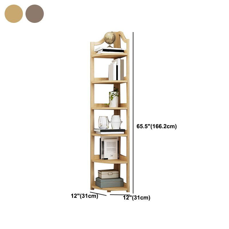 Modern Style Corner Bookshelf Solid Wood Shelf Bookcase for Home