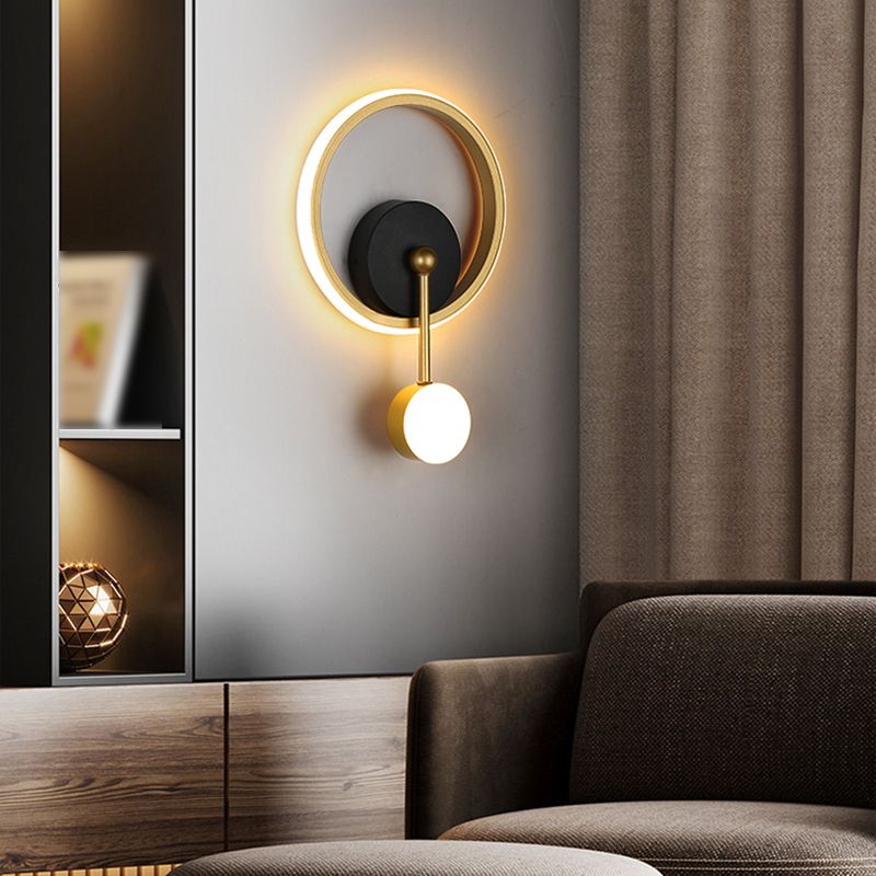 Postmodern Metal Wall Light Geometry LED Wall Lamp with Silica Gel Shade for Bedroom