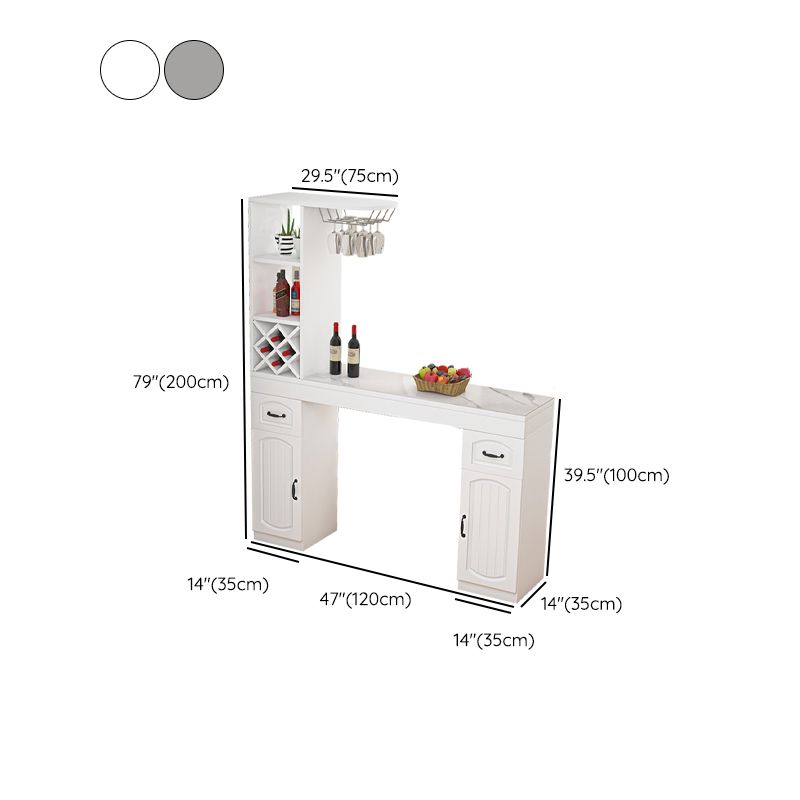 Contemporary Stone Rectangle Bar Height Table for Living Room