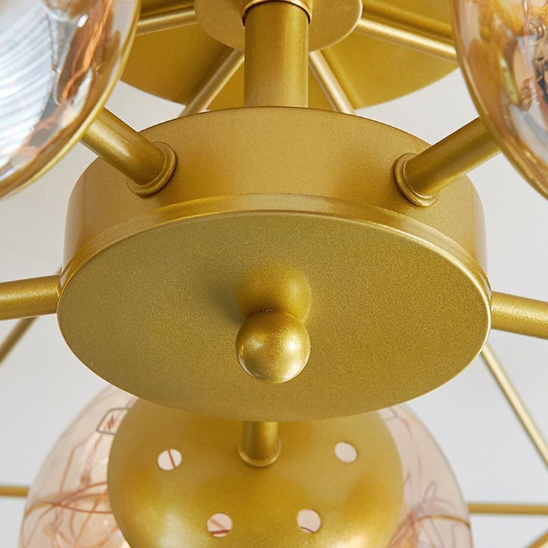 Globe Clear Glass Techo Arexo Nordic Gold Finish LED Semi Flush Light para dormitorio