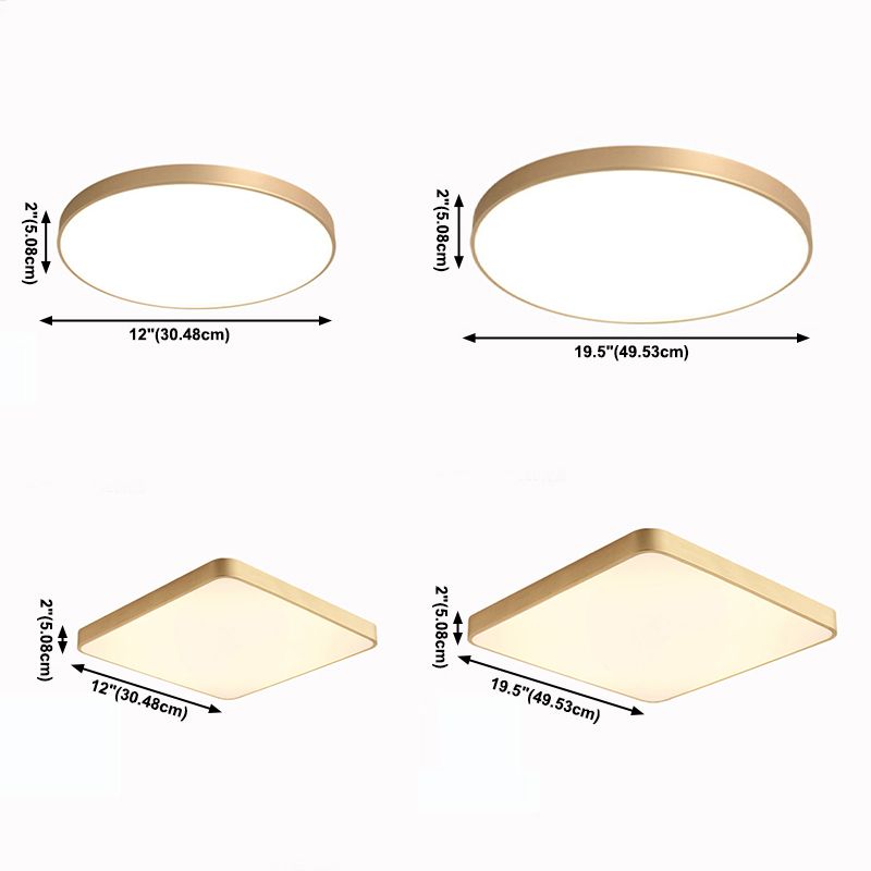 Nordic Modern Style Geometric Ceiling Lamp Copper 1 Light Flush Mount Lamp for Bedroom
