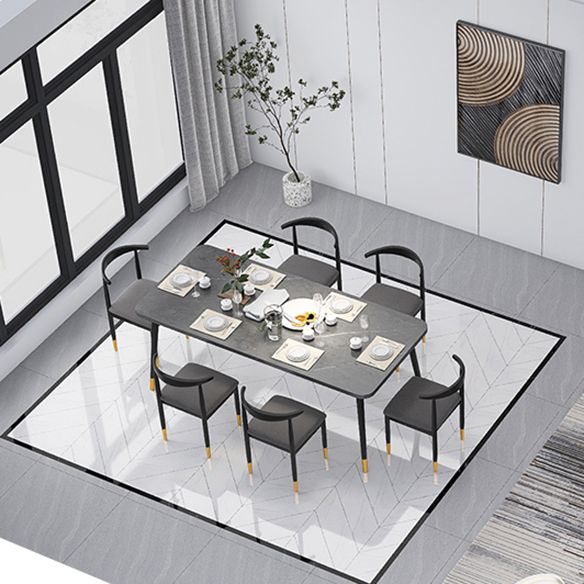 Minimalist Sintered Stone Top Standard Dining Table Set White Rectangle Dining Set for Kitchen