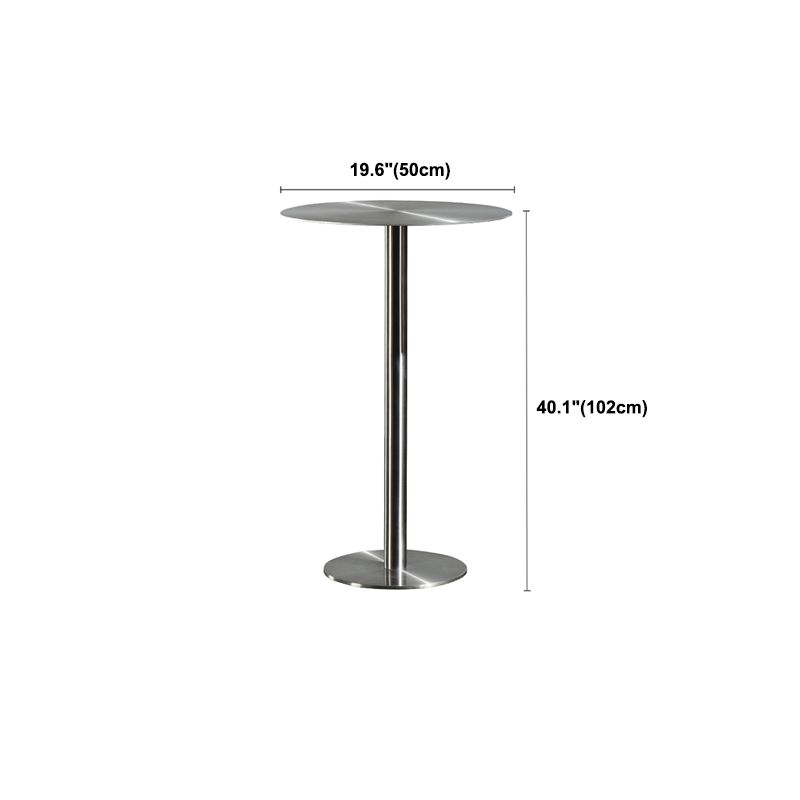 Stainless Steel Round Bar Dining Table Outdoor-Indoor Pedestal Bar Table