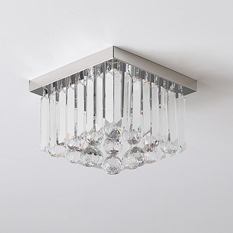 Moderne plafondlamp met eenvoudige geometrie, roestvrij staal, inbouw voor gang