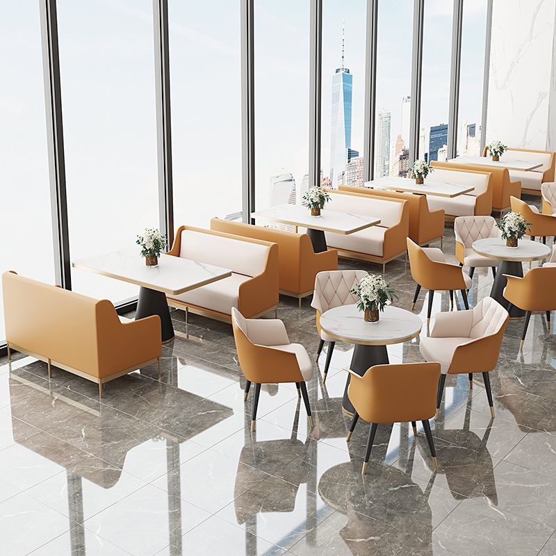 Traditional Luxury Style Dining Table White Sintered Stone Table with Black Frame