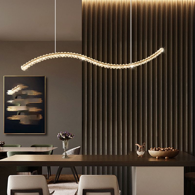 Modern Style Wave Shape Island Pendants Crystal Pendant Lights for Dining Room