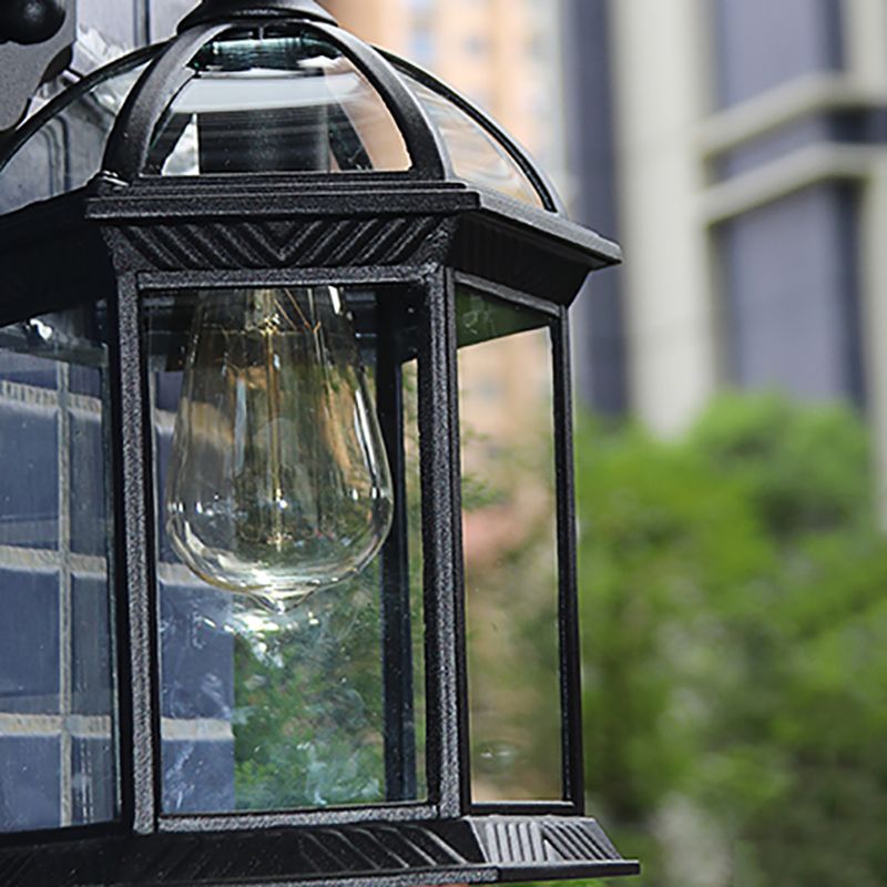 Retro Glass Shade Wall Light Geometric 1 Light 15.5" High Wall Sconce for Outdoors