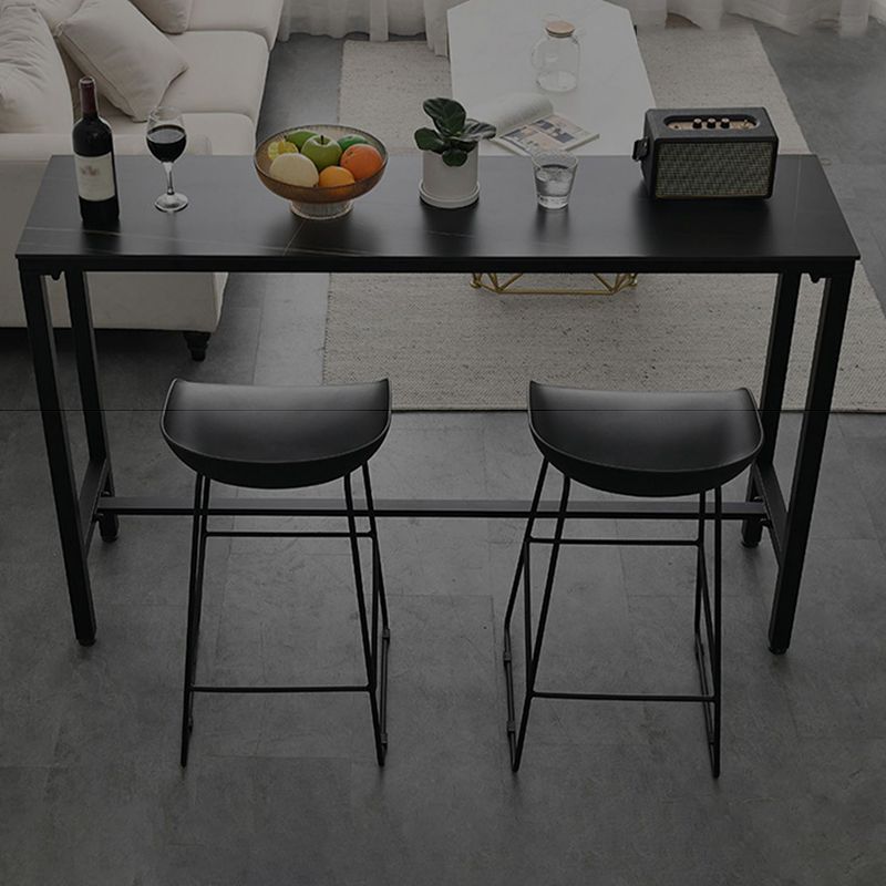 Modern Rectangle Bar Dining Table Stone Bar Table with Trestle Base