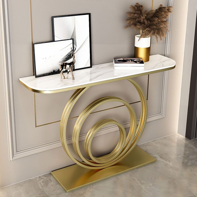 31.5-inch Tall Accent Table Stone Glam Console Table with 1 Shelf