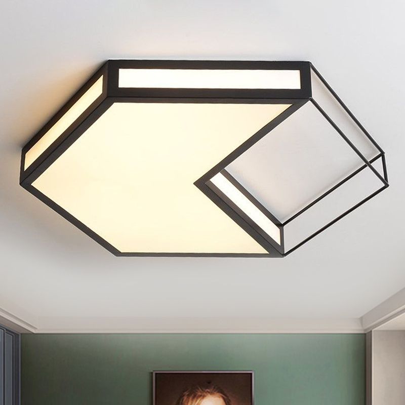 Hexágono negro/gris/luz empotrada cuadrada, montaje empotrado de techo Led acrílico moderno en tercera marcha