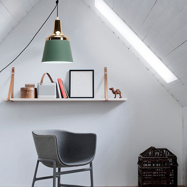 Cloth Shop Bucket Suspension Light Aluminum Single Head Nordic Macaron Colored Pendant Light