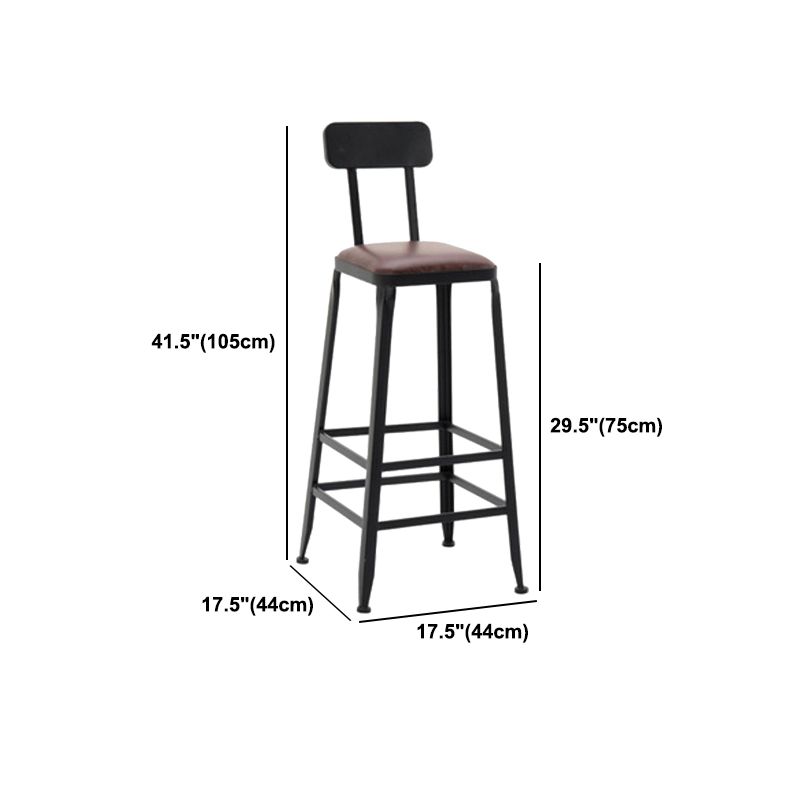 Indoor Industrial Style Barstool Iron 4 Legs Bar Stool with Pedal