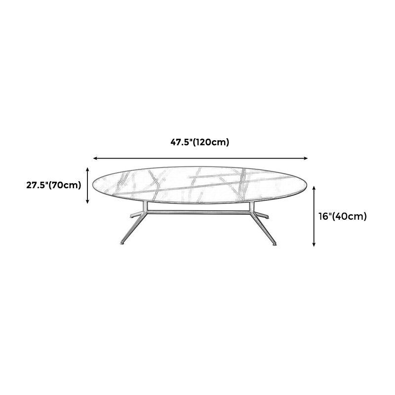 Black/White Slate Oval/Round Coffee Table Modern Trestle Coffee Table