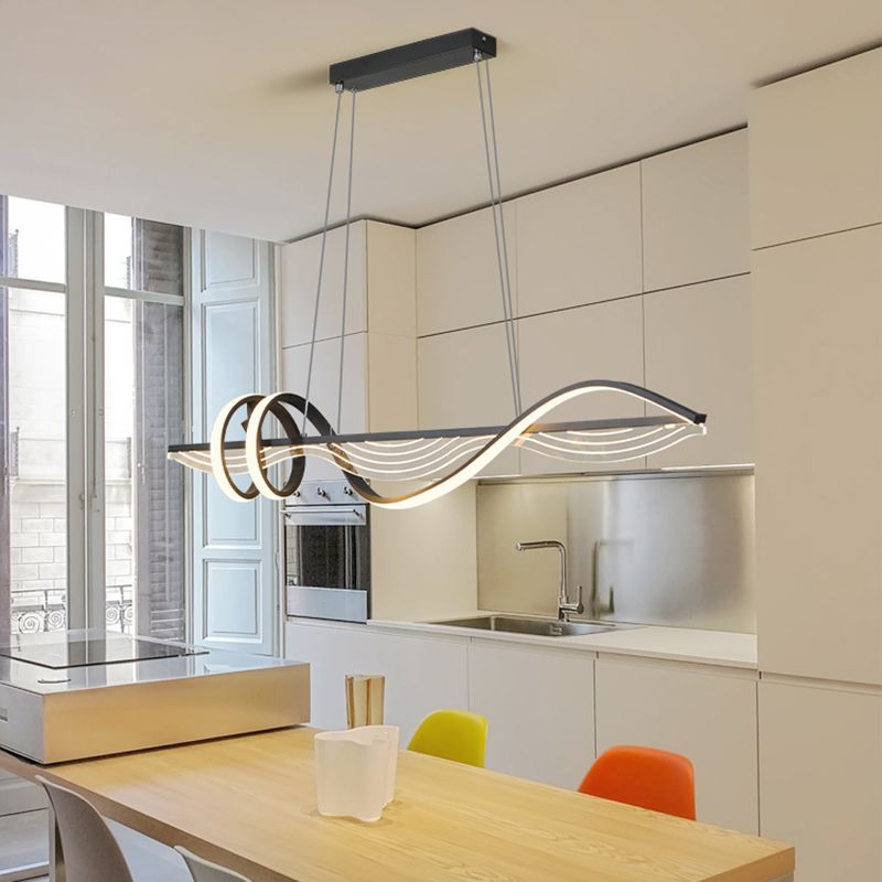 Strip Shape Island Lamp LED Island Hanging Lamp with Silica Gel Shade for Dining Room