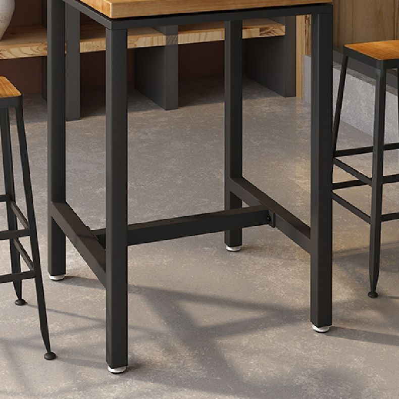 Industrial Indoor Bar Dining Table Square Metal and Wood Bar Table