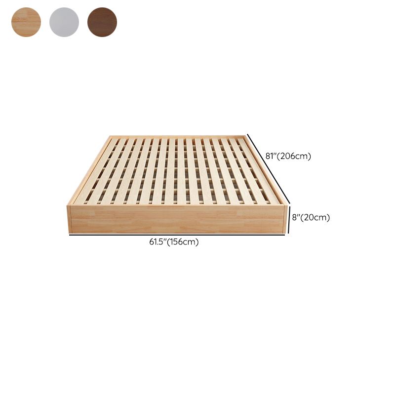 Scandinavian 7.87" Tall Solid Color Wood Bed Frame for Bedroom