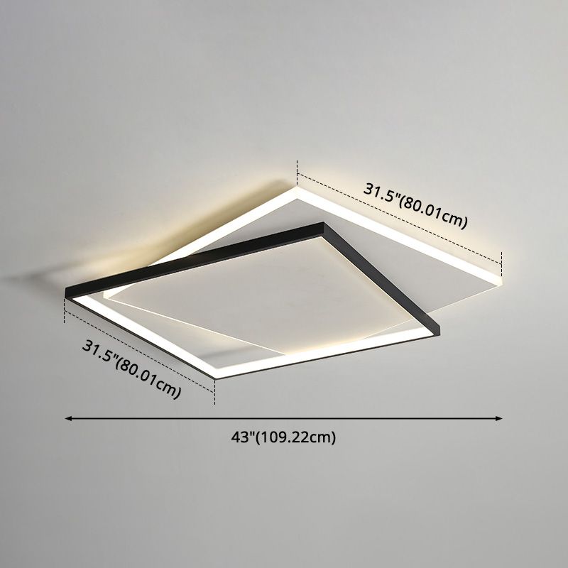 Simplicity LED Ceiling Lamp Double Squares Geometric Shape Flush Mount Lighting Fixture with Acrylic Shade