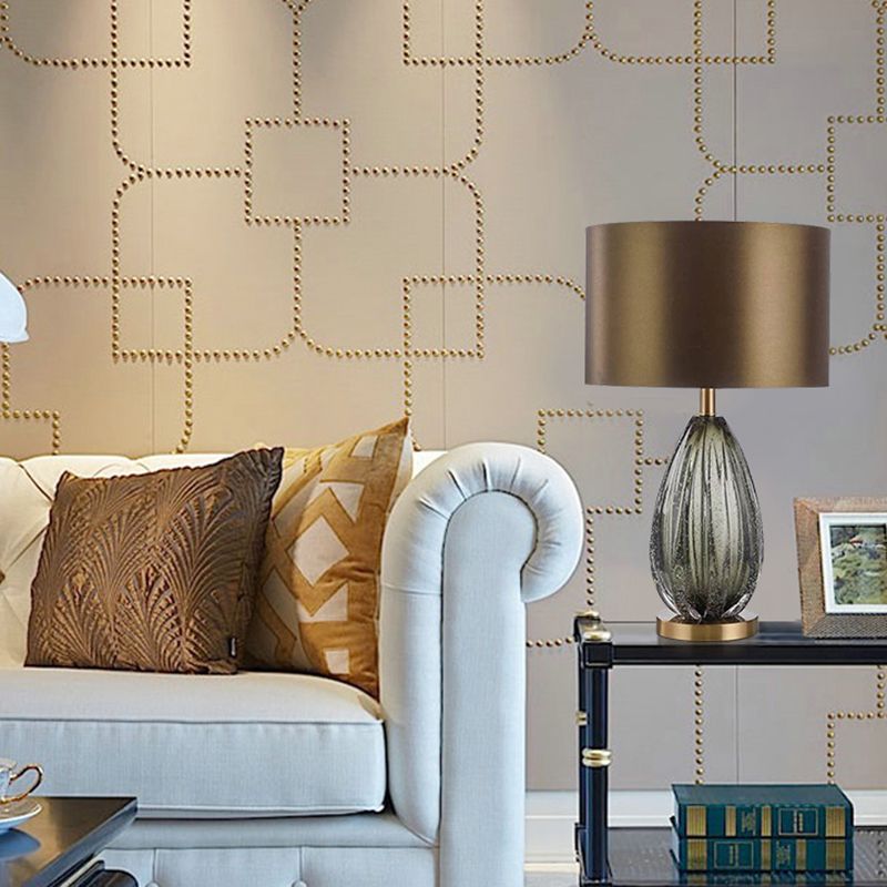 Contemporary Table Lamp 1-Light Green Metal Table Light for Living Room