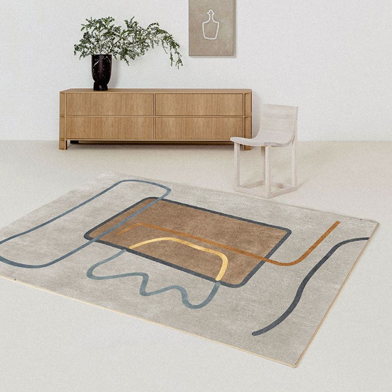 Geometric Area Rug Modern Contrast Panel Rug Polyester Stain Resistant Carpet for Living Room