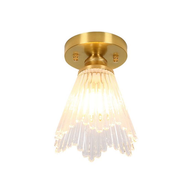 Copper Ceiling Light Modern Ceiling Mount Light with Glass Shade for Aisle